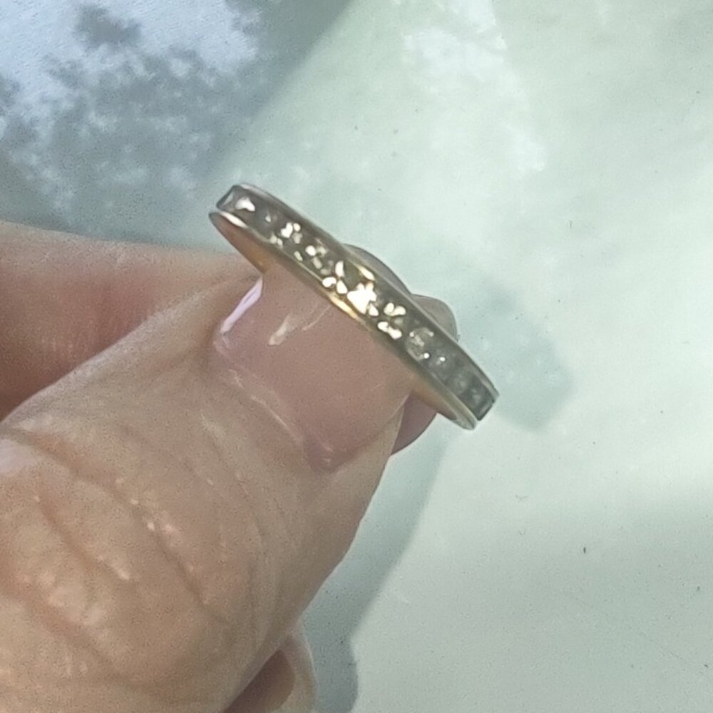 Vintage Gold Tone Infinity Stacking Band Clear Rhinestones SIZE 9